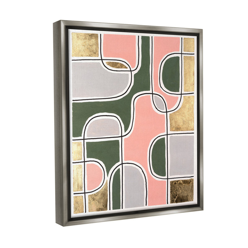 "Modern Shapes And Glam" par Michael Willett sur toile, Cadre flottant gris lustré, H 21 po x l 17 po