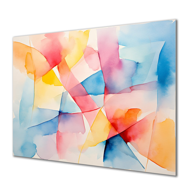 «Pastel Color Geometric Ink Explosion III», art mural géométrique en métal MT137606, H 24 po x l 32 po x P 1 po