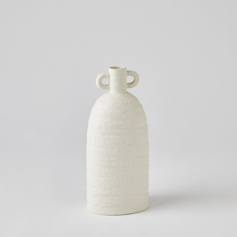 Sahara Handmade Ceramic Table Vase, 12" H x 5.25" W x 4" D