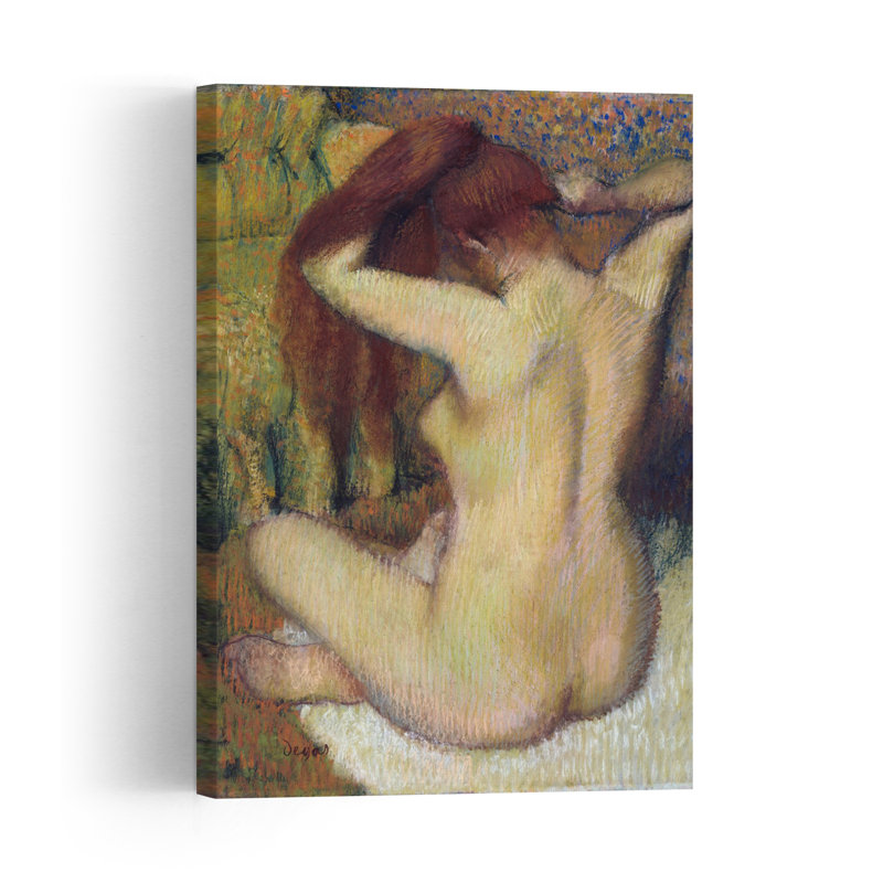 Femme qui se coiffe, vers 1888-1890. Estampe d'art mural contemporain abstraite impressionniste., H 18 po x l 12 po