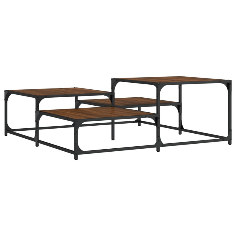 Wulfe Frame Single Coffee Table with Storage, 15.7" H x 42.1" L x 42.1" W, Brown Oak