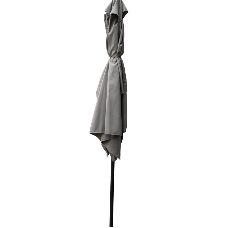 Parasol de patio 9 pi x 6 pi - pour résister aux intempéries et à la manivelle avec inclinaison pour le jardin, Gris moyen