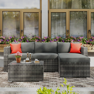 4 Person Sectional Seating Group with Cushions