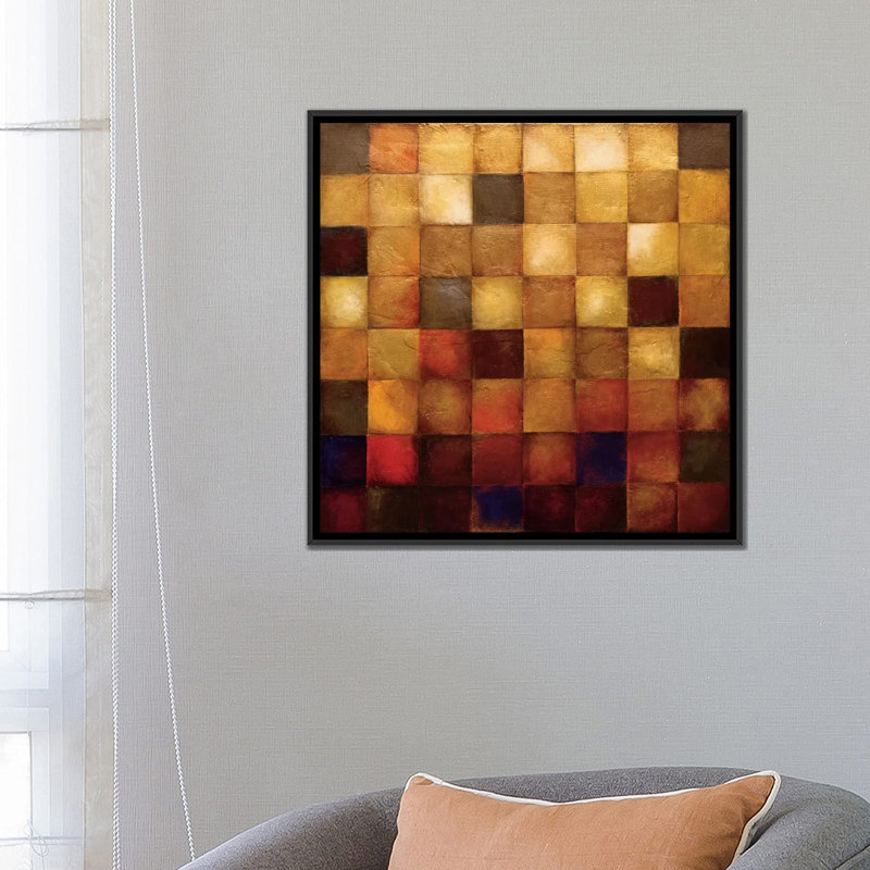 «Cerveny», reproduction d'art sur toile, H 18 po x l 18 po x P 1,5 po, Toile avec cadre noir, Pas de tapis