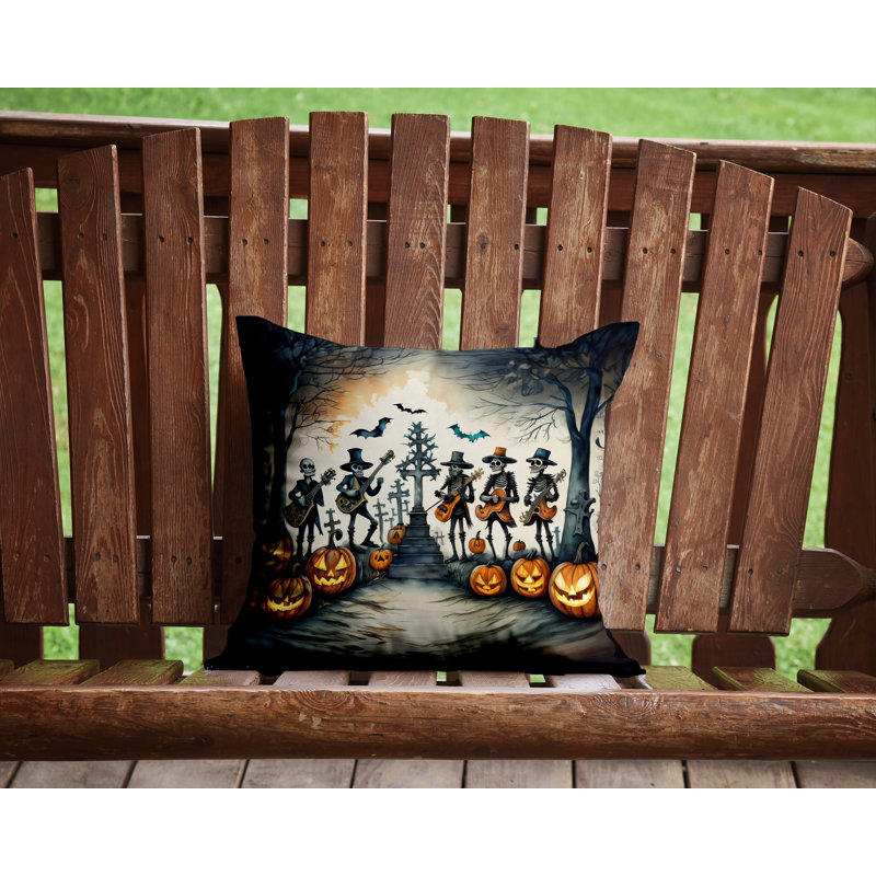 Coussin décoratif intérieur / extérieur en polyester More / Spooky More Spooky Halloween, 14 po x 14 po