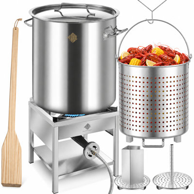 ARC 84QT Stainless Steel Seafood Pot,200K BTU Propane Burner,36" Wood Mixing Paddle