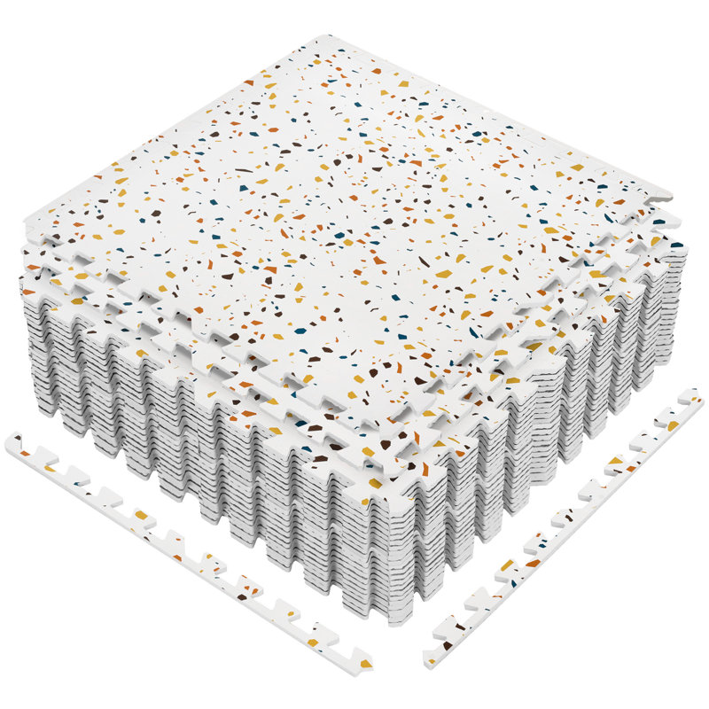 Carreaux de sol en mousse de grain de bois imperméable Sorbus, 24 tuiles, 96 pieds carrés, emboîtement, confettis, Confettis
