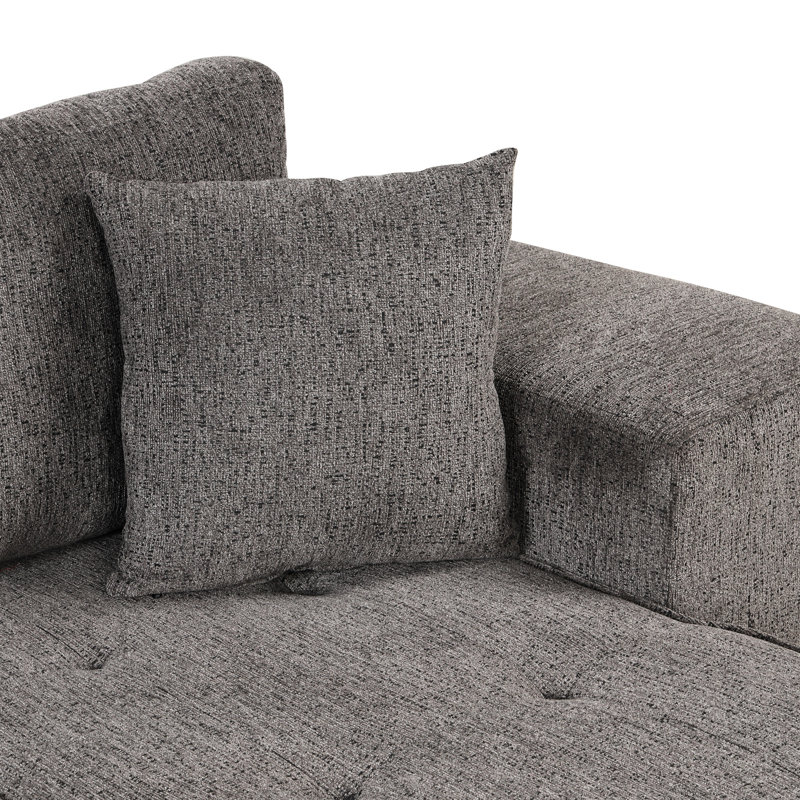 Canapé modulaire en L avec fonction de canapé-lit, rangement pour chaise longue et 2 tabourets, canapé-lit extensible gris anthracite de 104,5 po, lin moelleux,
