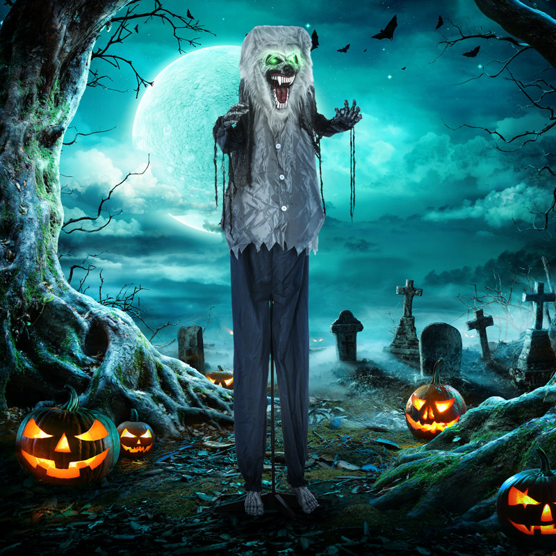 Halloween squelette loup-garou animatronique avec yeux lumineux