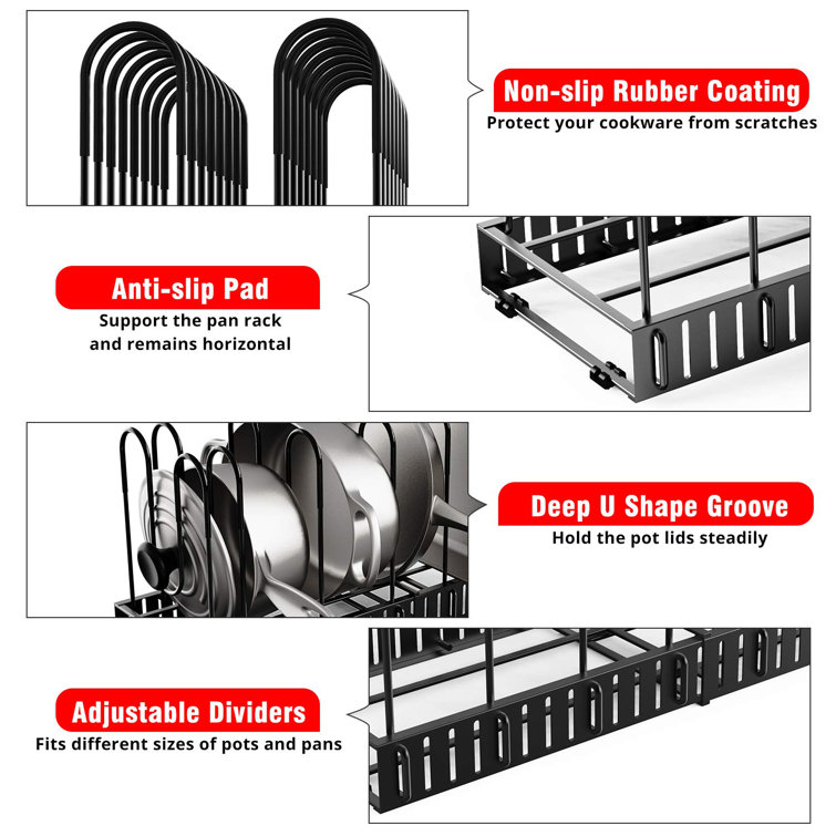 Geekdigg 8+ Pantry & Countertop Pot & Pan Organizer Rack
