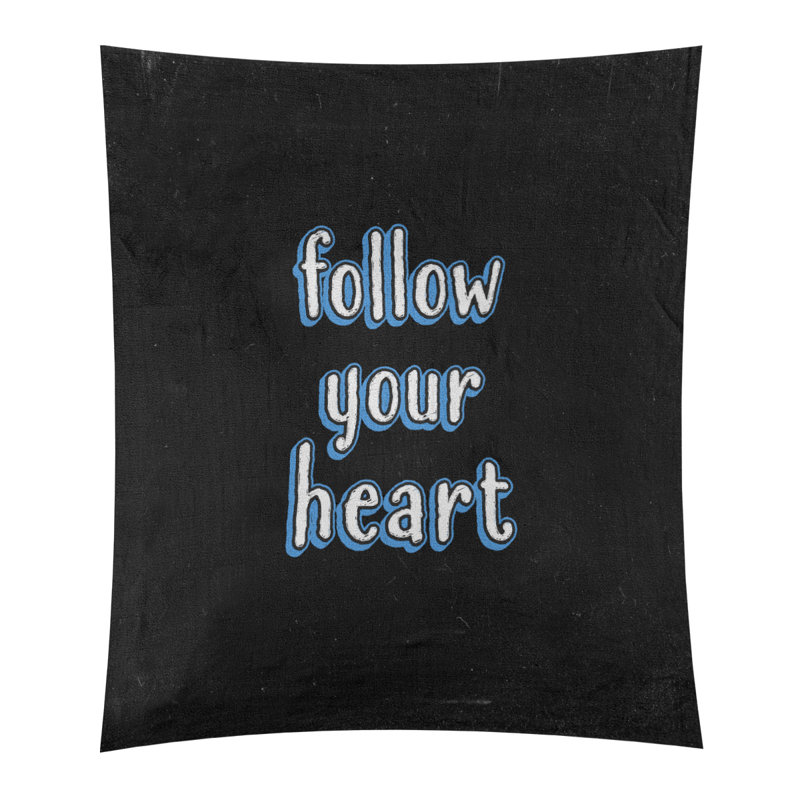 Tapisserie tableau noir en polyester suivre votre citation cardiaque, H 27,5 po x l 37,5 po, Bleu