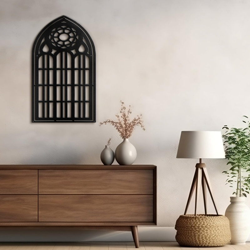 Décoration de mur en métal abstraite Mandala, H 36 po x l 21,69 po x P 0,05 po, Noir