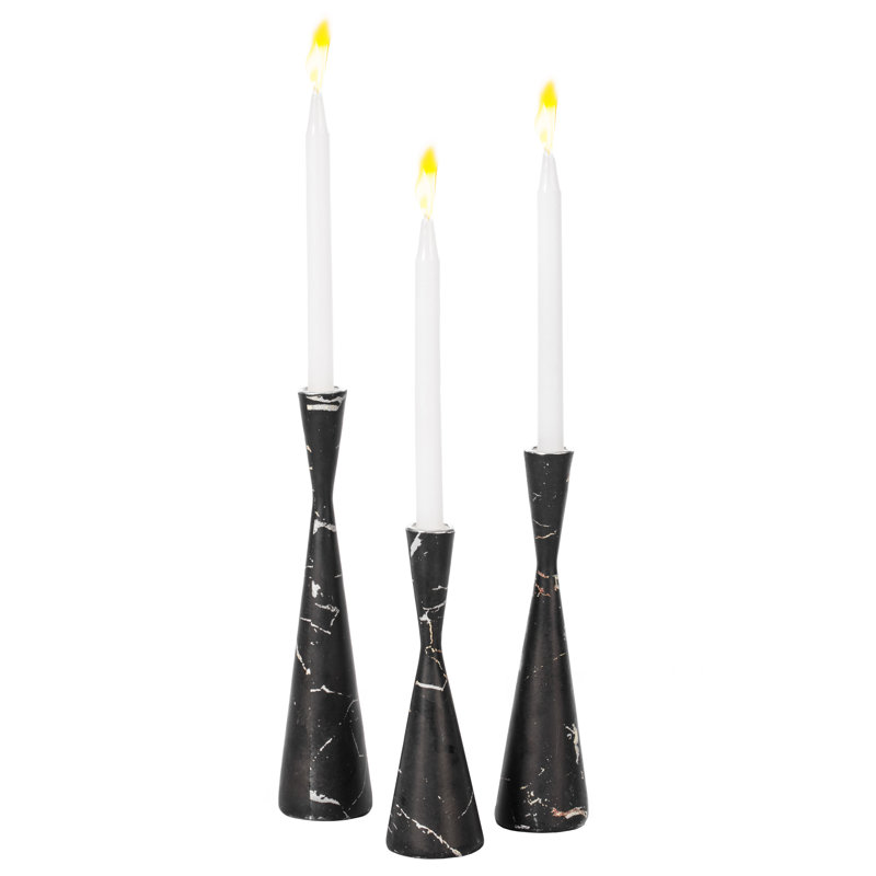 Marble Resin Candle Holders - Pack Of 18 Black Decorative Taper Candlesticks For Home Decor, Elegant Dining Table Centerpieces, Stylish Interior Accents, And Exclusive Event Illumination