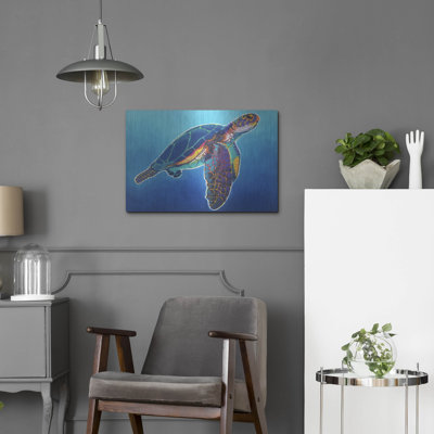 Art mural en métal «Sea Turtle - Rainbow» par Dawg Painter