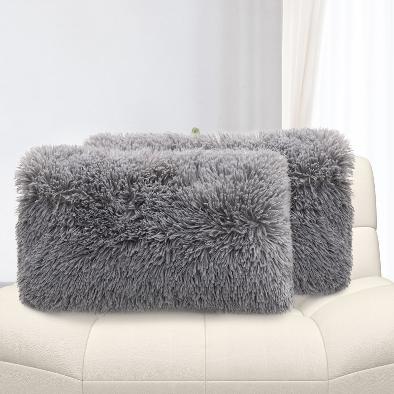 Coussins décoratifs Cheer, Gris, Polyester, 12 x 20