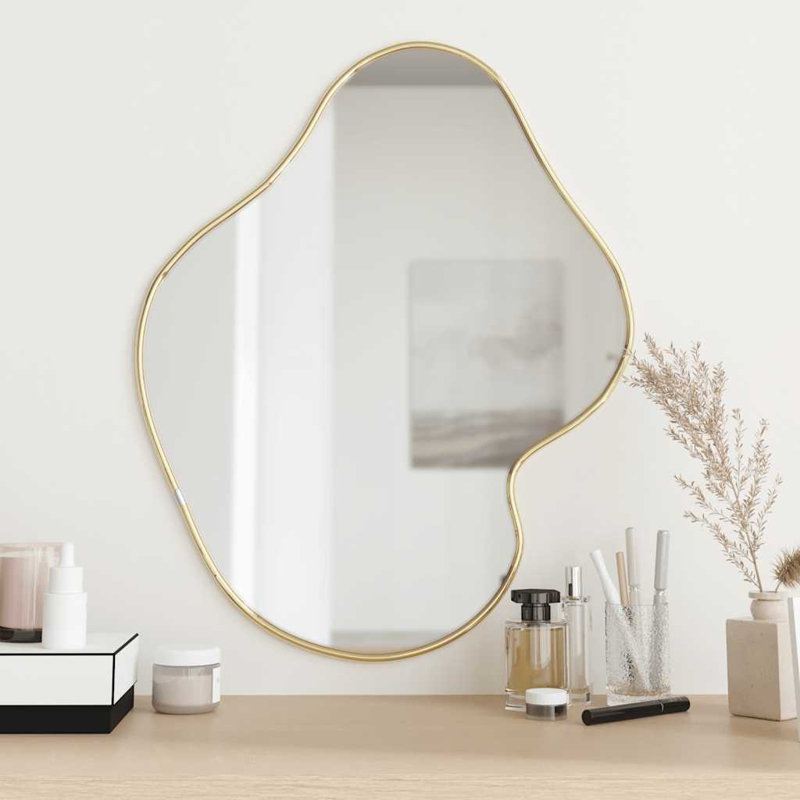 Wall Mirror, 60 cm H x 50 cm W, Gold