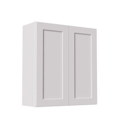Armoires de salle de lavage de 33 pouces à fixation murale, armoire de rangement en bois massif au-dessus de la toilette, armoires de rangement de salle de bain avec 2 portes à shaker et tablettes, facile à assembler pour la cuisine, le garage - blanc