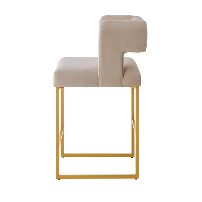Tabouret de bar moderne en velours taupe