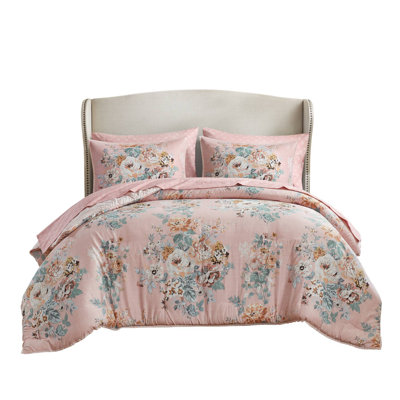 Vintage-inspired Queen Bedding Set, Breathable Polyester, Floral Design, All-season Comfort