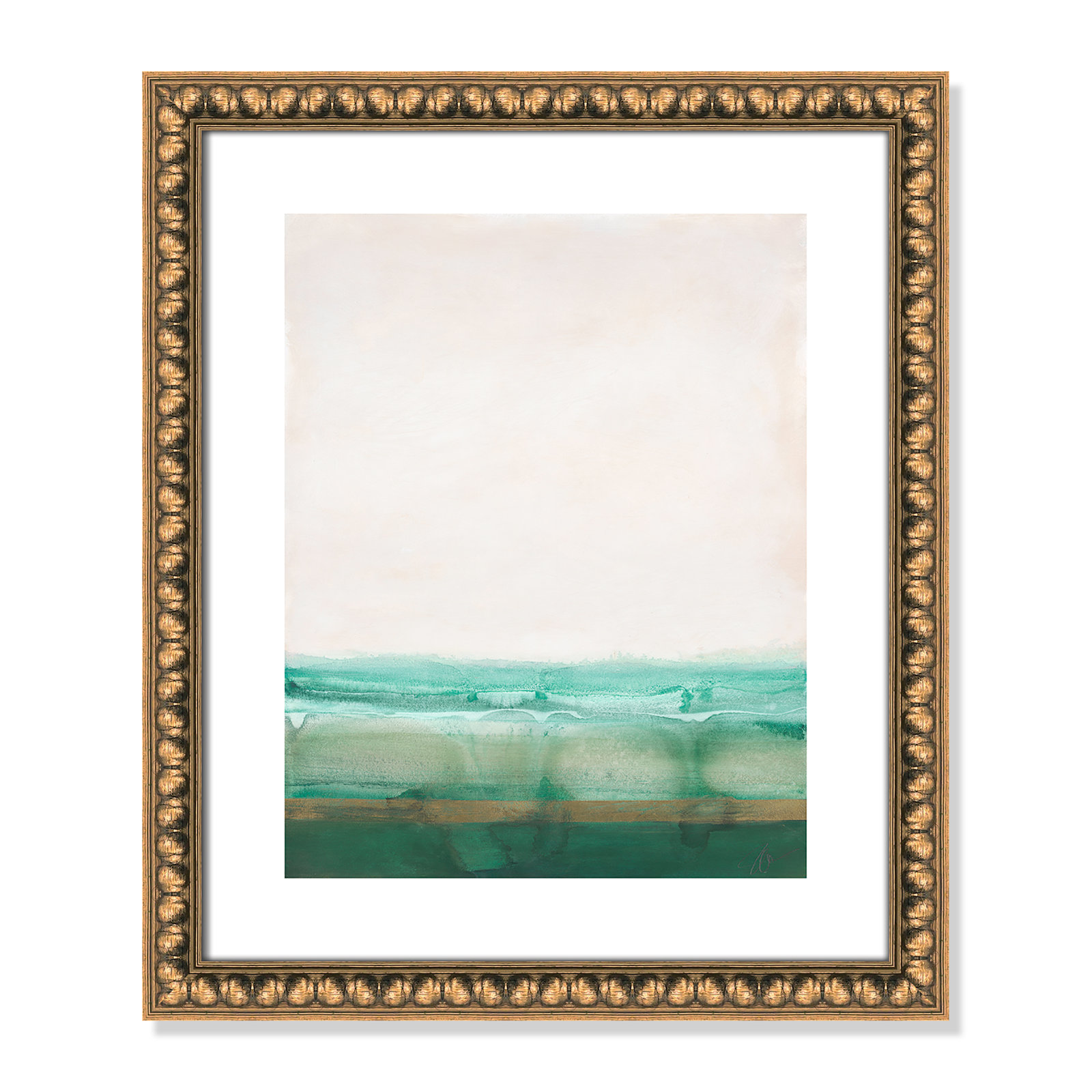 Franke "Emerald Shores" Print by Filippo Ioco, 19" H x 16" W x 1.13" D, Gold Bead Framed Paper