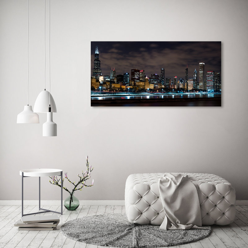 Chicago By Night - Wrapped Canvas Print