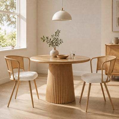 Chaises de salle à manger Mid-Century en rotin tissé avec pieds en métal et coussin en velours (ensemble de 2)