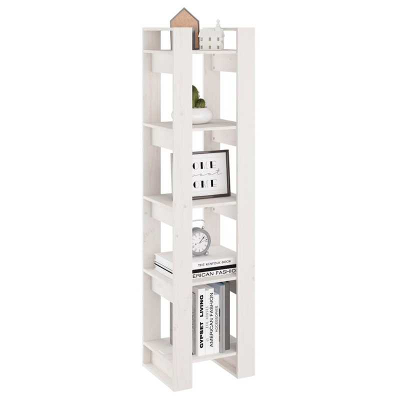 Ghala 160cm H Solid Wood Etagere Bookcase, White, 160cm H x 41cm W x 35cm D