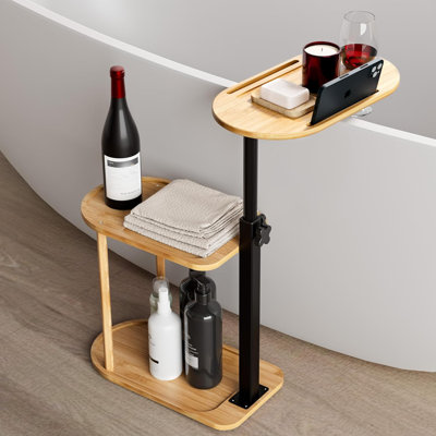 Freestanding Bamboo Bathtub Tray Table