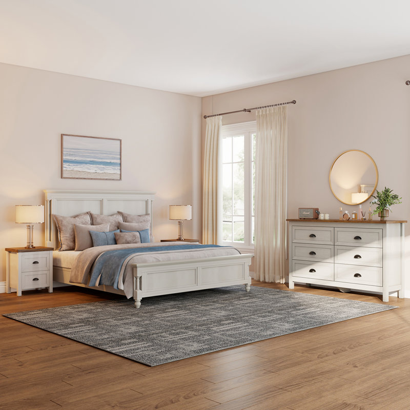 Ensemble de chambre à coucher 3 pièces et 2 tables de chevet Rilynn