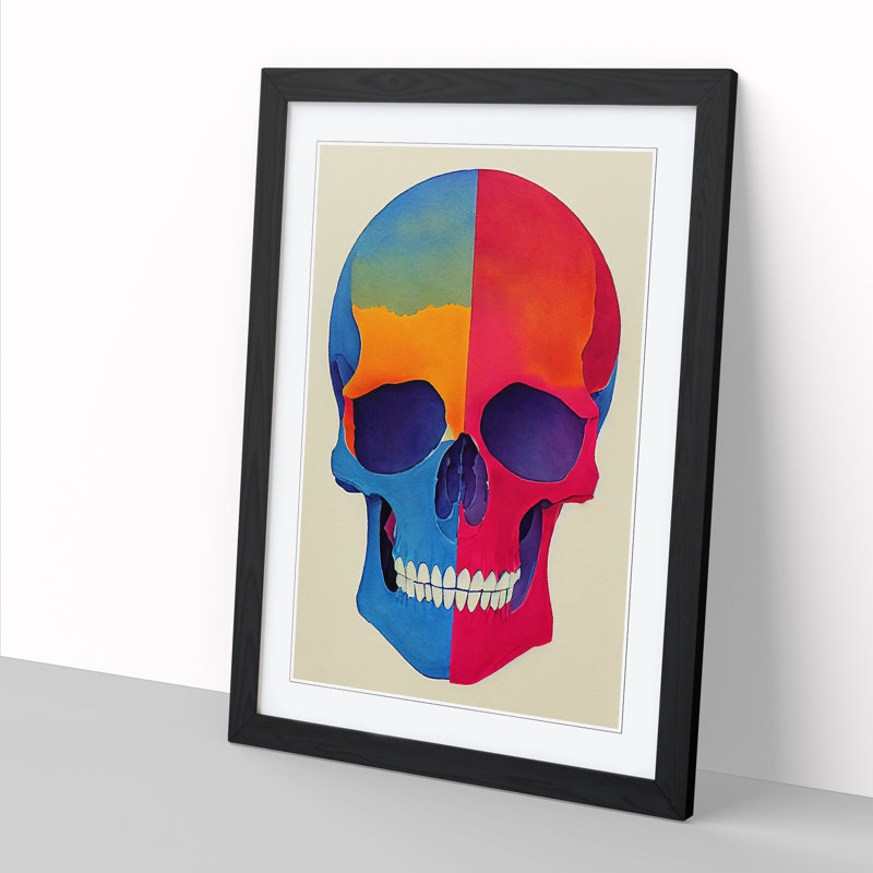 Watercolour Skull Vol.2 - Single Picture Frame Print, 64cm H x 46cm W x 2cm D, Black