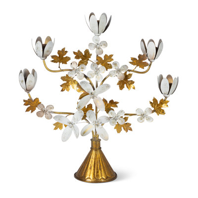 Bougeoir de table en fer en forme de feuille de tulipe, 40 cm