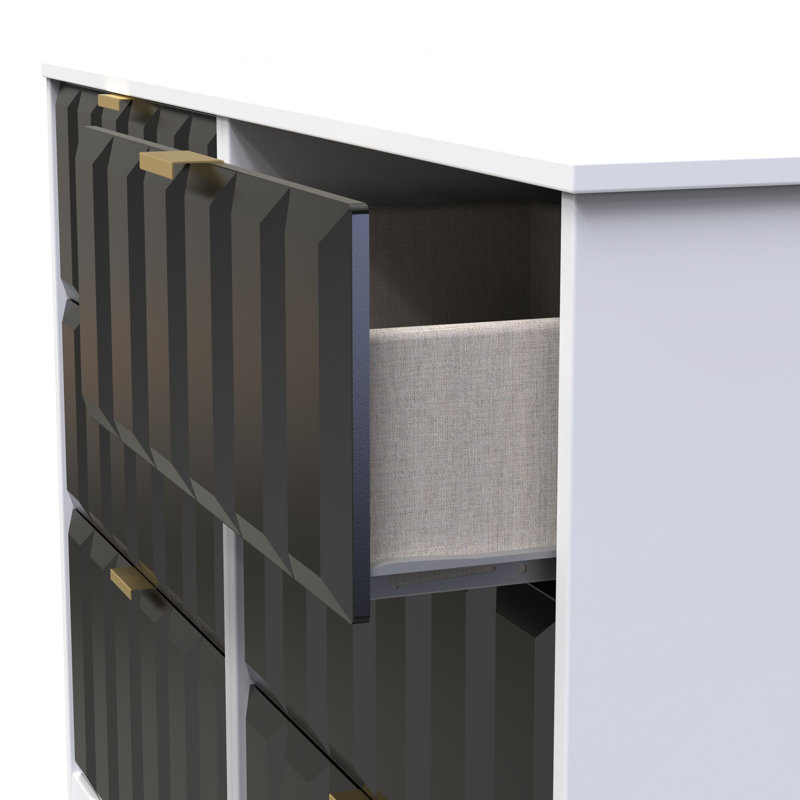 Besian 115cm W 6 - Drawer Chest of Drawers, Deep Black/White