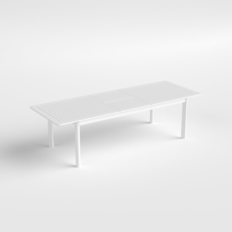 108.3'' x 39.4'' 10-Person Extendable Rectangular Aluminum Outdoor Dining Table with Built-in Table Leaf, White