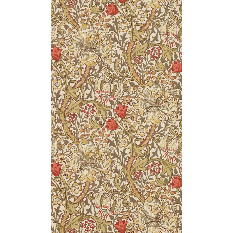 Golden Lily Wallpaper, Biscuit/Brick