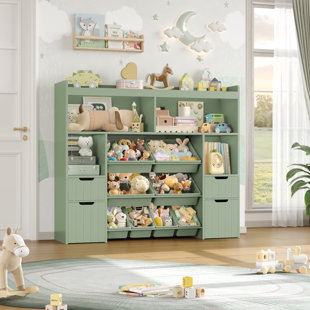Rangement de jouets l 55,1 po avec 4 tiroirs et 8 bacs