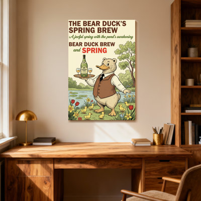 Fashion Bear Duck Spring Brew Pond Ducks Flowers Trees