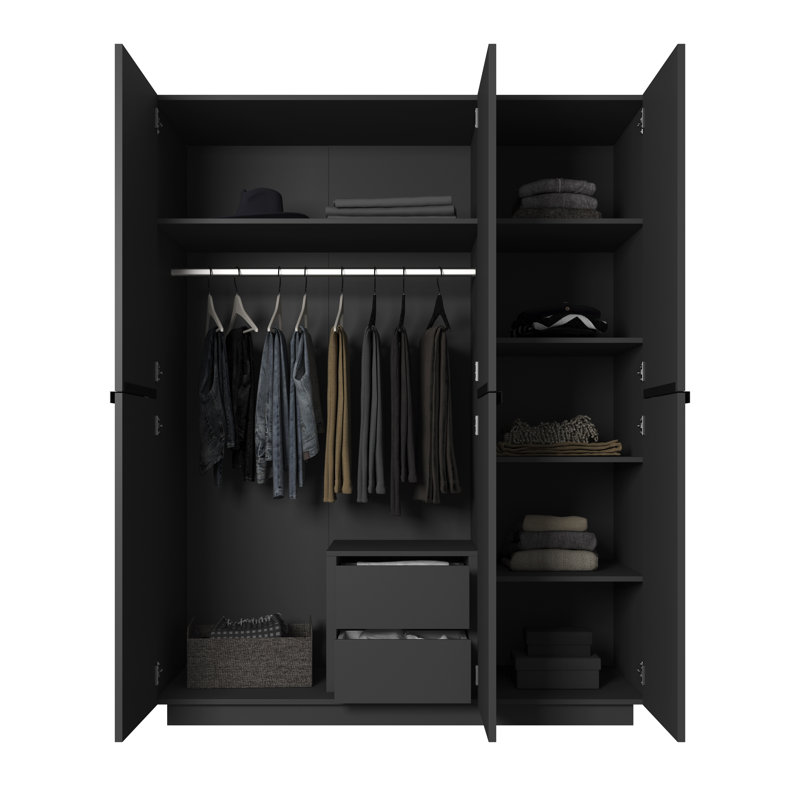 Altje 3 Door Manufactured Wood Wardrobe, Black