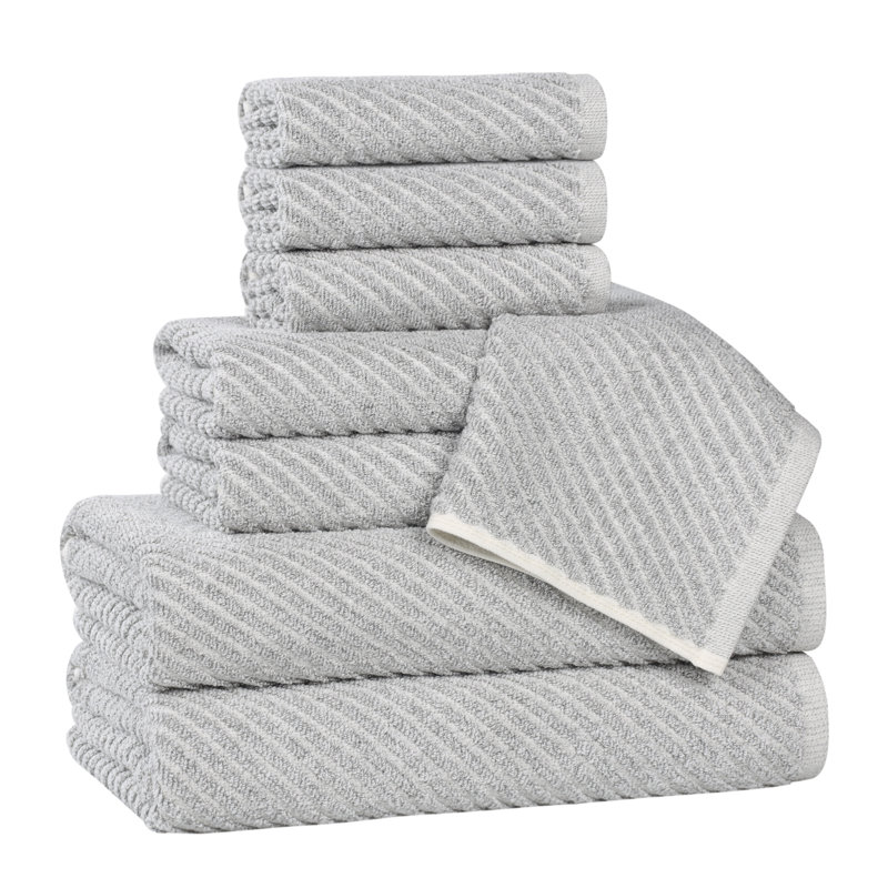 Ensemble de 8 serviettes en mélange de coton doux et absorbant Amelia Collection, Platine, 8PC (2-Bath, 2-Hand, 4-Face)