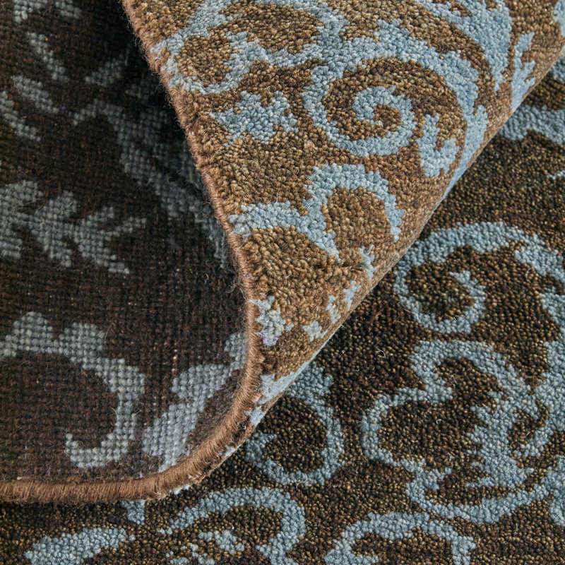Tapis cachemire Vivendi, Brun, Rectangle 7 pi 9 po x 9 pi 9 po