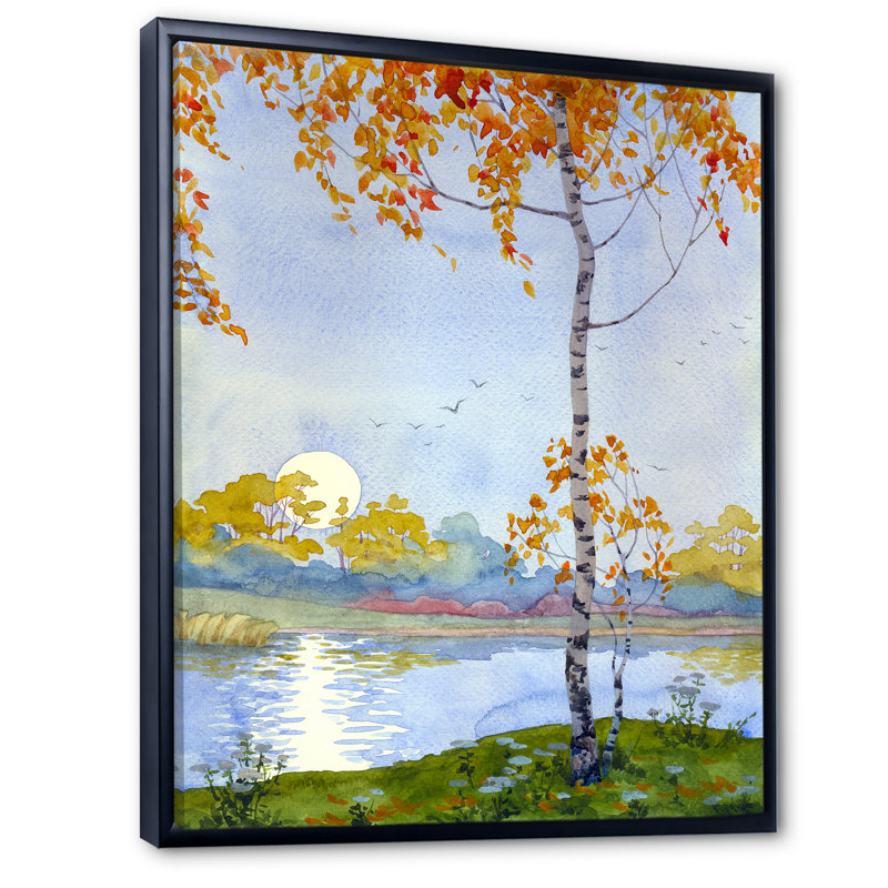 Automne mélancolie - peinture, H 40 po x l 30 po x P 1,5 po, Cadre flottant noir