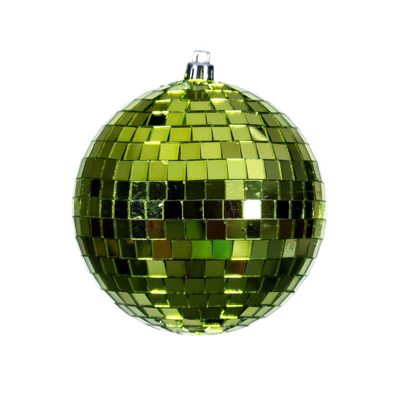 Mirror Ball Ornament, Lime, 4.75" H x 4.75" W x 4.75" D, 4
