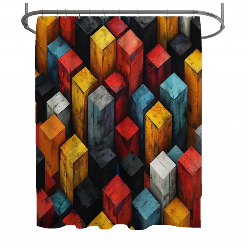 Delamare Abstract Shower Curtain, 93" H x 70" W