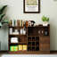 Buffet fonctionnel, portes coulissantes en verre, espaces de vie, comptoir spacieux de bureau, couleur noyer, panneau de particules + grand support de rangement, différents espaces, design moderne, couleur,