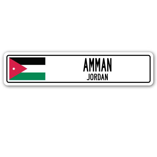 Plaque de rue en aluminium avec drapeau de la BEAUDE, amman et jordanie, H 6 po x l 24 po x P 1 po