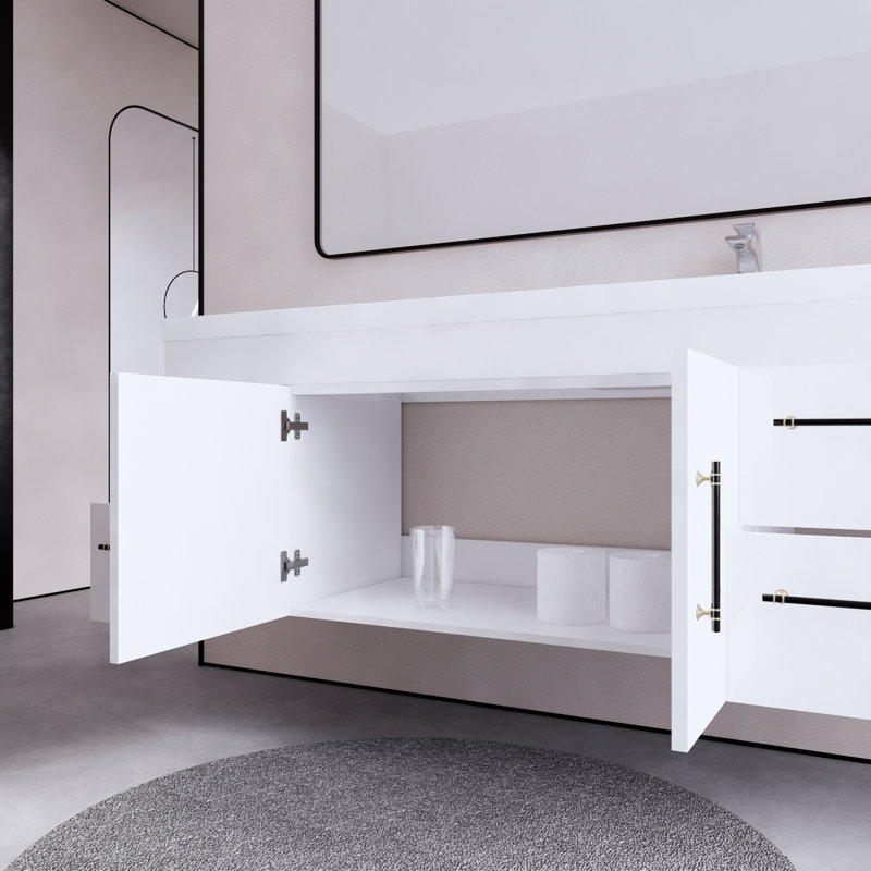 59.06'' Single Bathroom Vanity with Acrylic Top, White