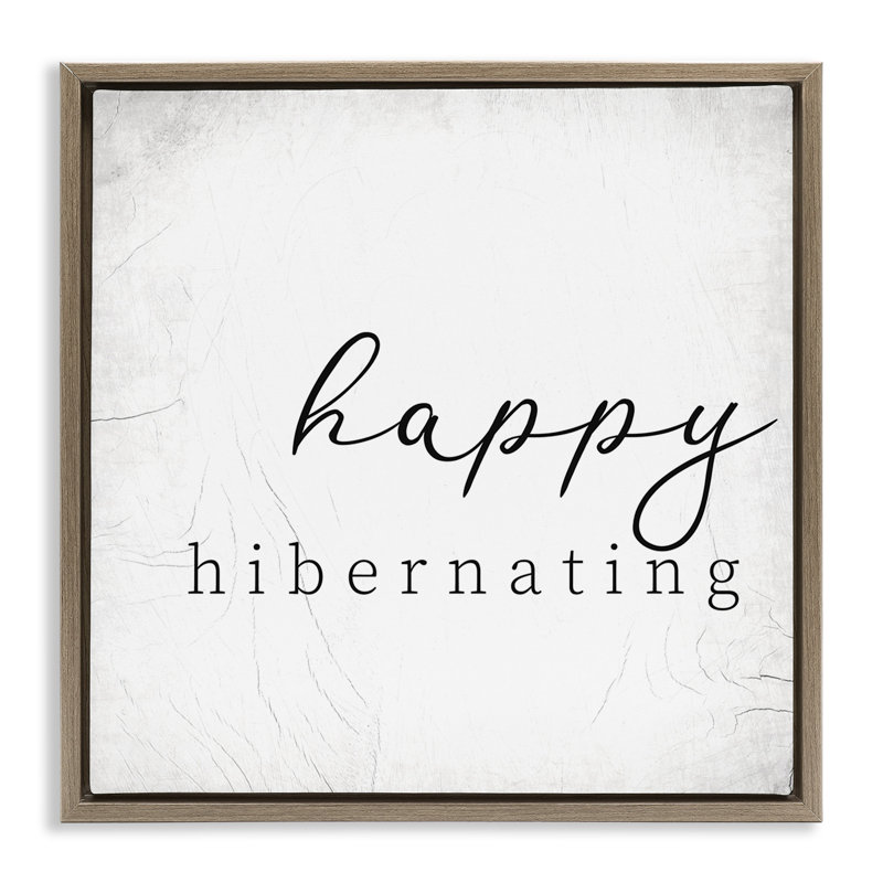 «Happy Hibernating Rustic Winter», toile encadrée flottante noire par Daphne Polselli, Cadre flottant orme Montalcino