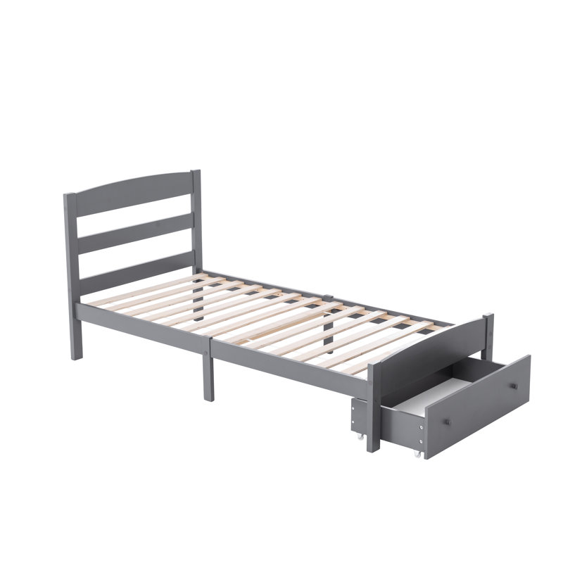 Mclawhorn Solid Wood Storage Bed, Grey, Single (3')