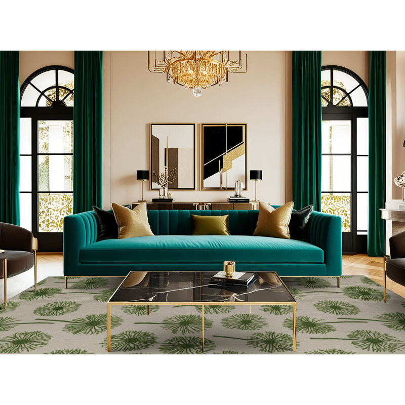  Tapis lavable vert pissenlit, Rectangulaire 8 pi x 12 pi