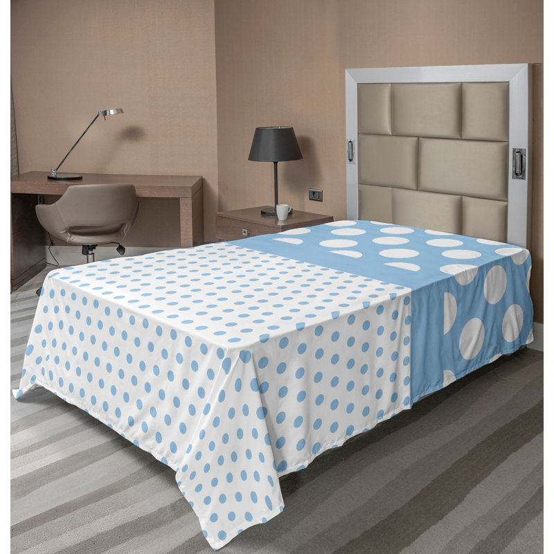 Ambesonne Top Flat Sheet Royal, White Blue Polka Dots 5, Twin Flat Sheet
