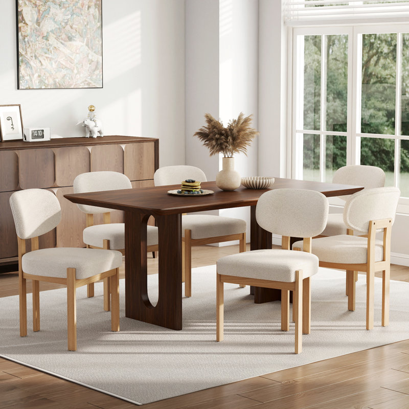 Ensemble table et chaises de salle à manger rectangulaires de style campagnard de 62,9 pouces, 7 pièces : table, 6 chaises